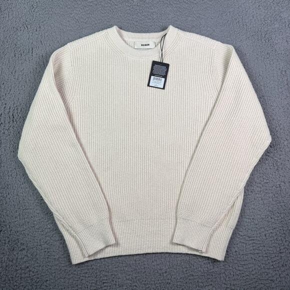 Buck Mason Seafarer Cotton Rib Crew Neck Sweater Mens Medium Sand Dollar NEW - Picture 2 of 8
